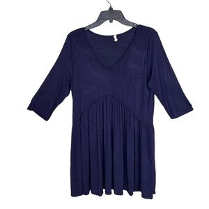 Bellamie Navy Scoop Neck Stretch Swing Tunic Top